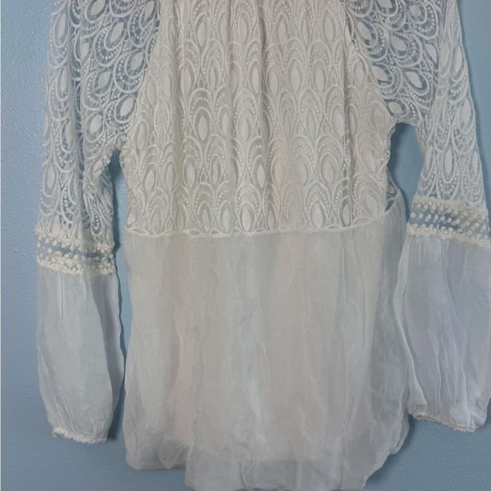 CHARLIE B White Lace Peasant Blouse - Picture 5 of 7